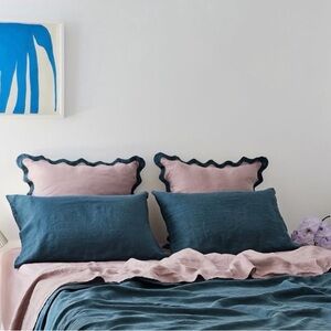 Two Luxurious Petrol Bed Threads Pillow Cases